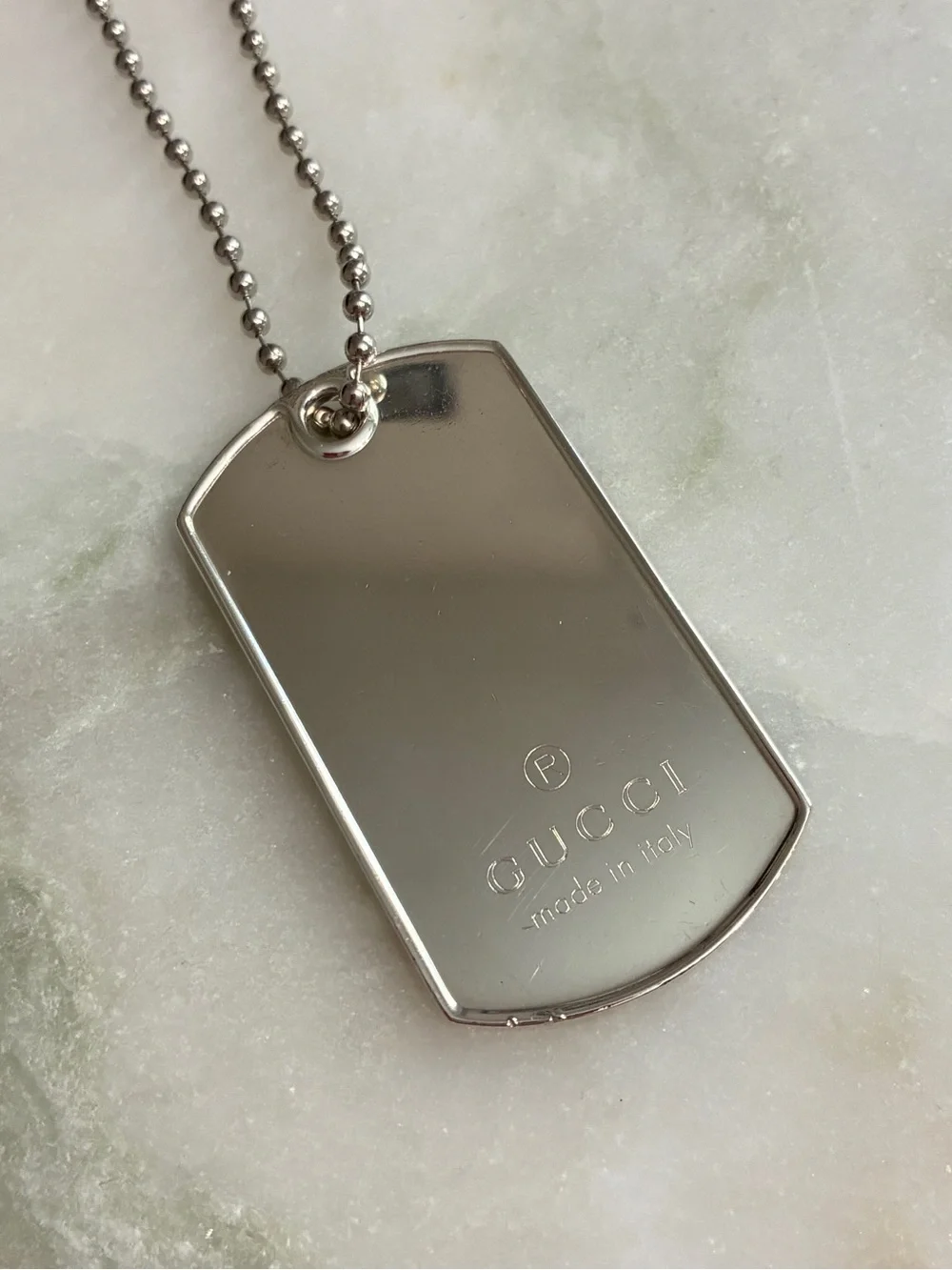Gucci Dog Tag Pendant 925 Sterling Silver